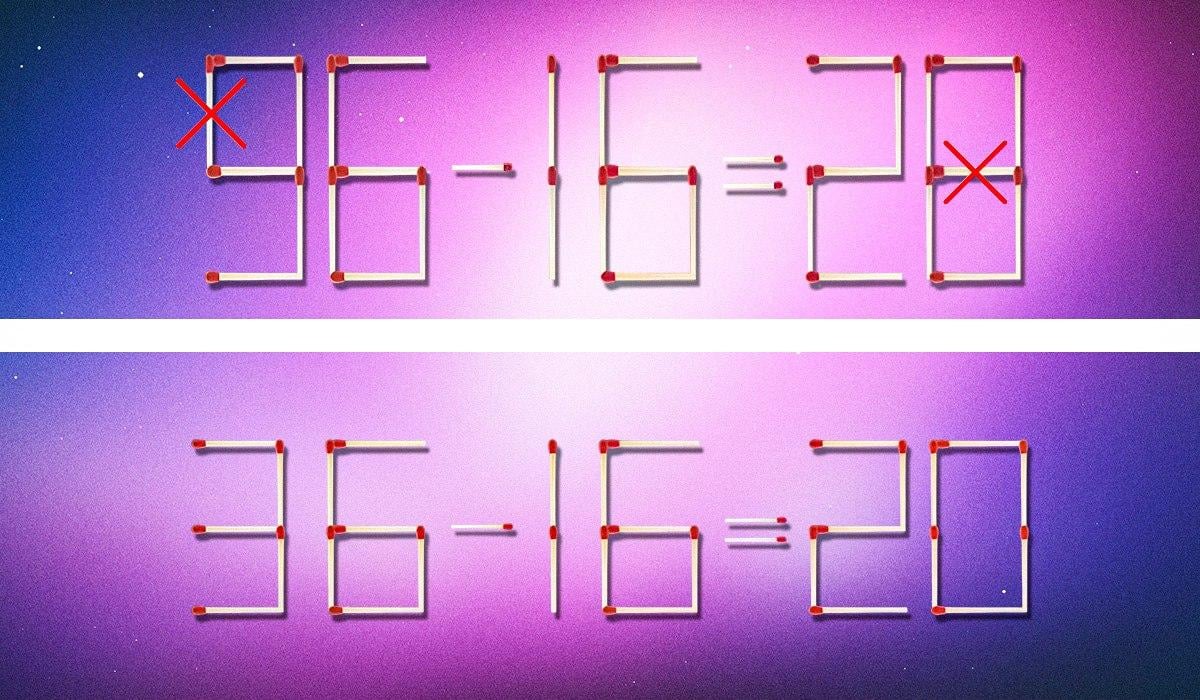 Aby bola rovnosť správna, je potrebné vyškrtnúť 2 zápalky: hádanka pre géniov